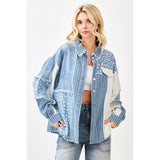 PATCHWORK MIX MEDIA PRINT OVERSIZED DENIM SHACKET