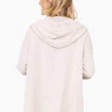 Tan Mineral Washed Fleece Hooded Cardigan