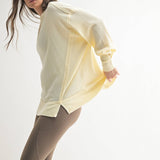 White Sand Waffle Knit Oversized Long Sleeve