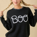 Halloween "Boo" Sweater With 3D Braided Writing