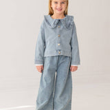 Denim Days Ruffled Collar Jacket