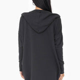 Open Front Longline Black Hoodie Cardiga