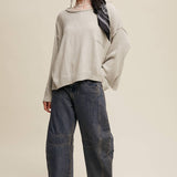Ash Grey Slouchy Knit Pocket Sweater