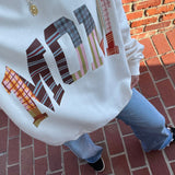 Cream Fall Patchwork Mom Crewneck