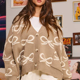 Oversized Ribbon Pullover Sweater Cardigan