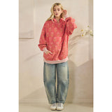 Coral Combo Printed Fleece Hoodie