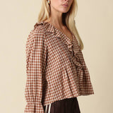 Hazel Gingham Ruffle Blouse