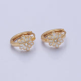 Gold Filled White Flower Huggie