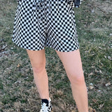 Checker Jersey Drawstring Short