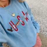 Embroidered Light Blue USA icons