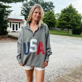 Tricolor USA Grey Quarter Zip