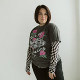 Checkered Pattern Long Sleeve Top