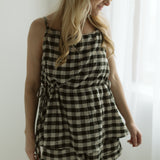 Gingham Sleeveless Elastic Band Waist Top Only