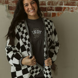 Checked Sweater Cardigan