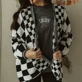 Checked Sweater Cardigan