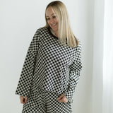 Checker Jersey Long Sleeve Top