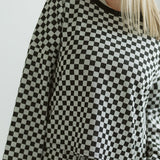 Checker Jersey Long Sleeve Top
