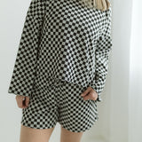 Checker Jersey Drawstring Short