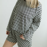 Checker Jersey Long Sleeve Top