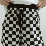 Checkered Drawstring Athletic Shorts