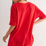 Offset Ruby French Terry Top