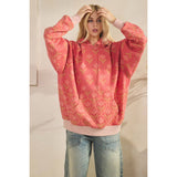 Coral Combo Printed Fleece Hoodie