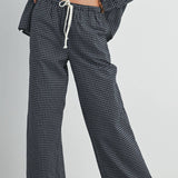 Black Drawstring Check Pants