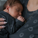 Smiley Ribbed Bamboo Zip Pajamas