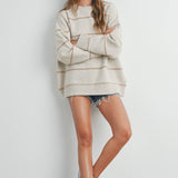 Striped Pattern Drop Shoulder Sweater