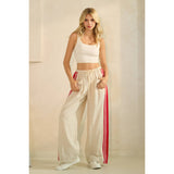 Ivory Sport Striped Wide Legged Pants