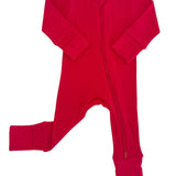 Red Organic Pointelle 2-Way Zip Romper