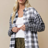 CONTRAST PLAID SHIRT JACKET WITH POCKET