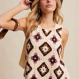 Crochet Granny Square Tassel Tie Vest