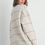Striped Pattern Drop Shoulder Sweater