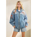 Med Wash Embroidered Denim Jacket