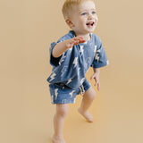 Blue Bolts Shorts Set