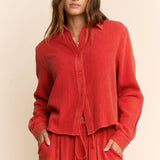Garment Crop Shirt Top Leg Pants Set