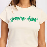 Cream & Green Game Day Baby Tee