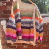 Rainbow Hand-Crochet Open Cardigan