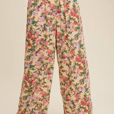 Floral Smocked Wide-Leg Pants