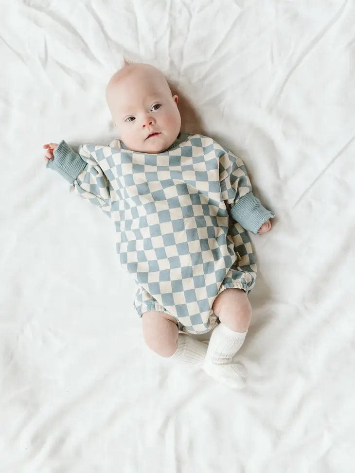 Cotton French Terry Bubble Romper - Cabana