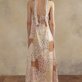 Autumn Patchwork Lace Midi Dress