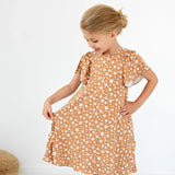 Camel Floral Twirl Dress