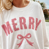 Merry Bow White Holiday Sweatshirt