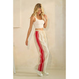 Ivory Sport Striped Wide Legged Pants