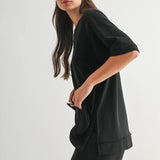 Offset Black French Terry Top