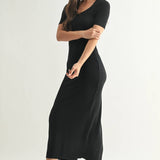 Black Soft Drape Maxi Dress