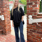 Offset Black French Terry Top
