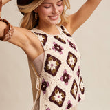 Crochet Granny Square Tassel Tie Vest