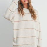 Striped Pattern Drop Shoulder Sweater